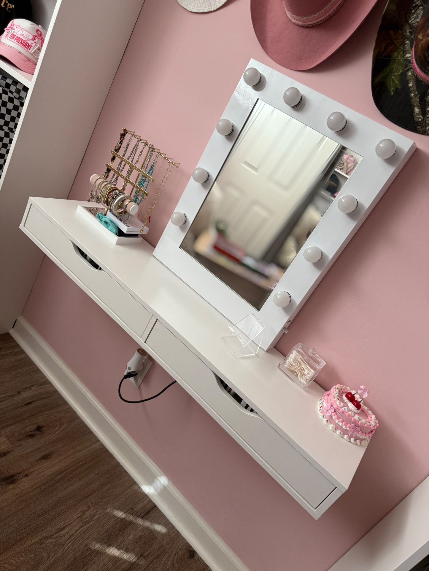 Floating Vanity Shelf + Lighted Mirror (Bundle)
