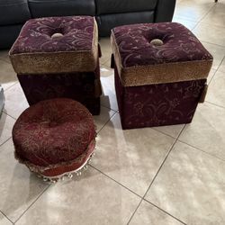 2 Storage Ottoman, 1 Foot Rest 