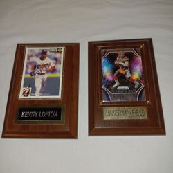 Cleveland Indians Kenny Lofton and Cleveland Browns Baker Mayfield sport card plaques