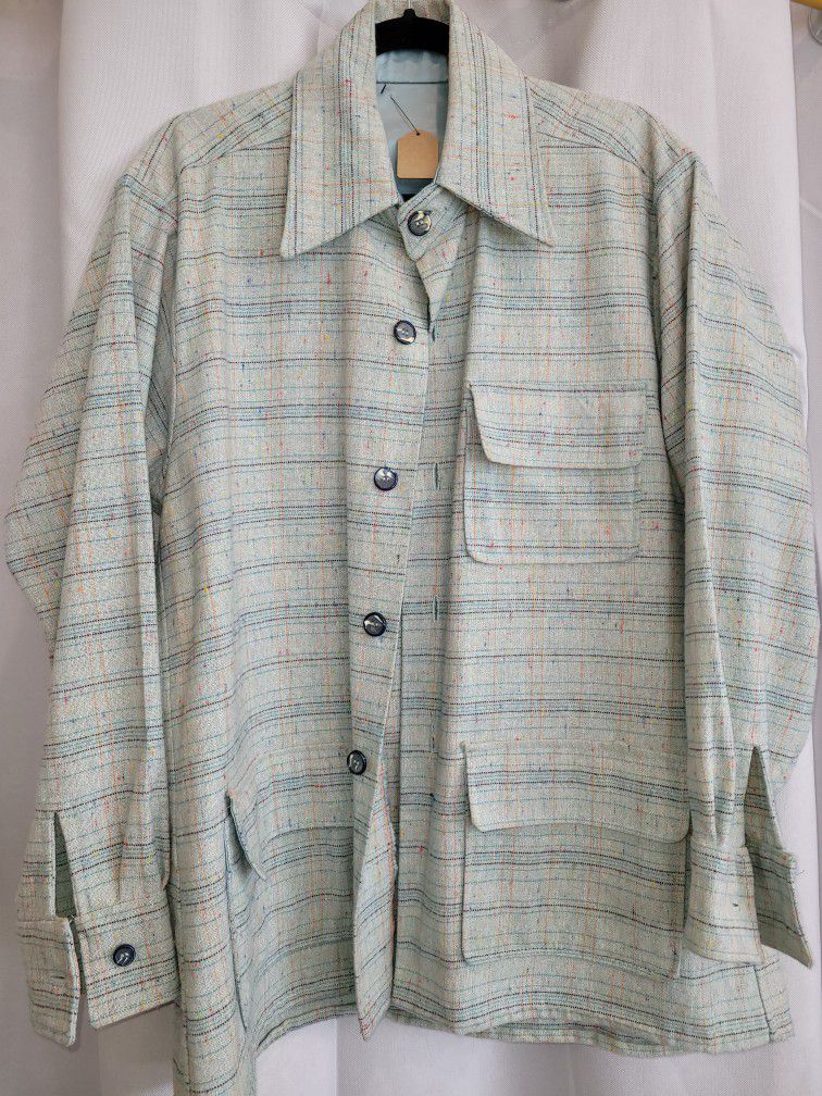 Vintage Shirt Jacket W/ Multi-colored Pebble Yarn