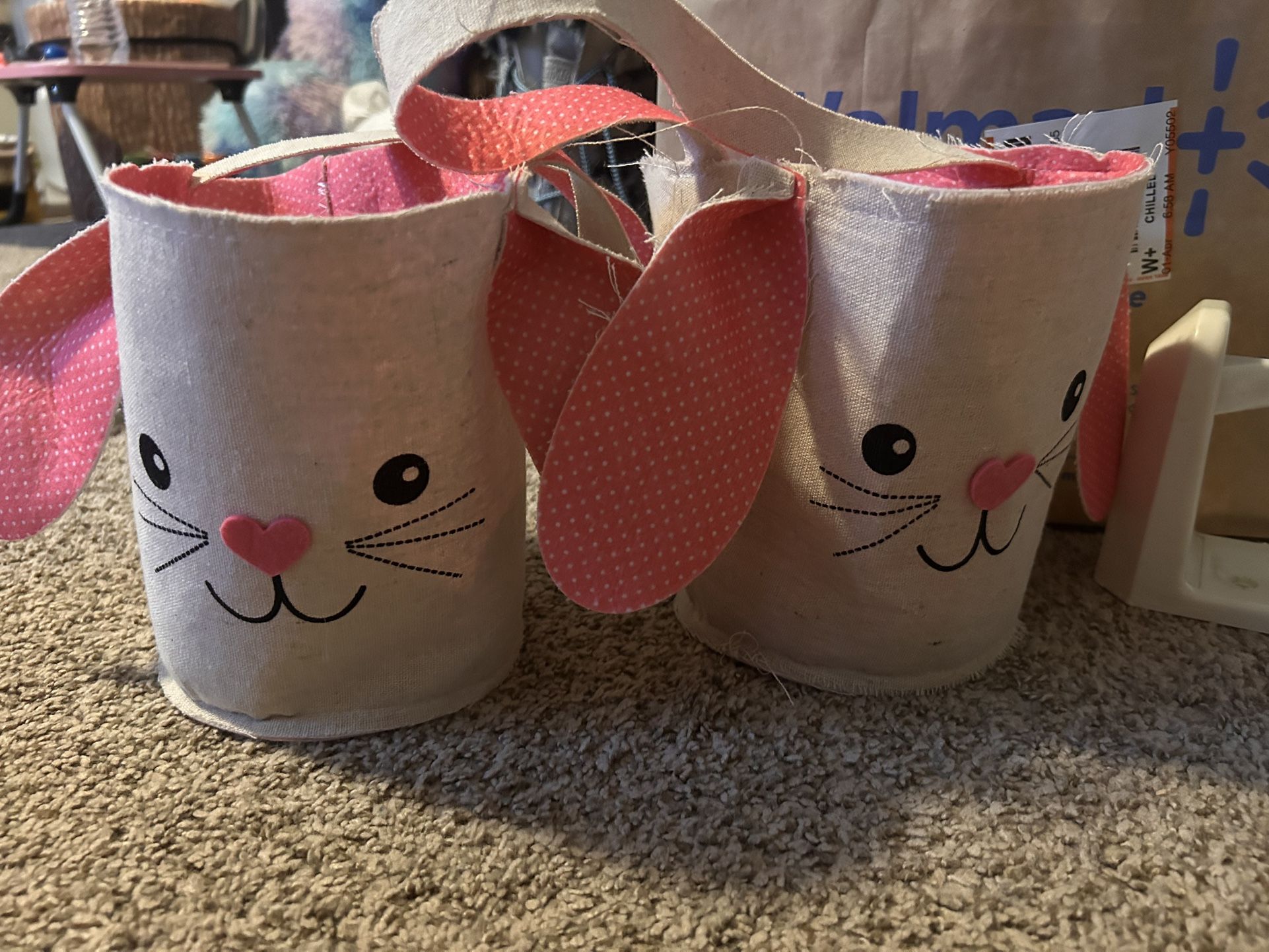 Two Bunny Baskets W/Eggs