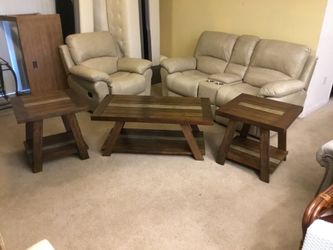 Rustic Wood Coffee Table and 2 End Tables