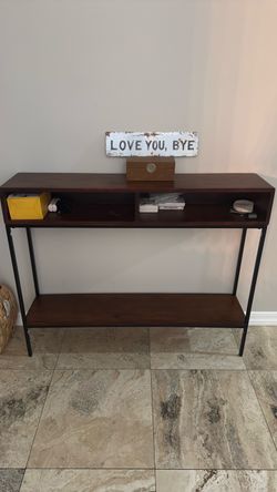 Wood and Metal Console Table with Shelves