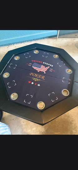 Poker table with 4 new wicker chairs