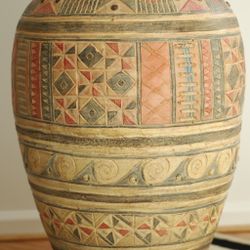 Decorative Earthenware Floor Vase Indoor/outdoor, Handmade, 29” Tall