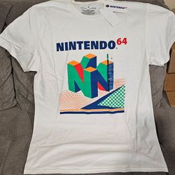 Retro Nintendo Classic N64 Logo White T-Shirt Unisex Size M New! Whit Tag