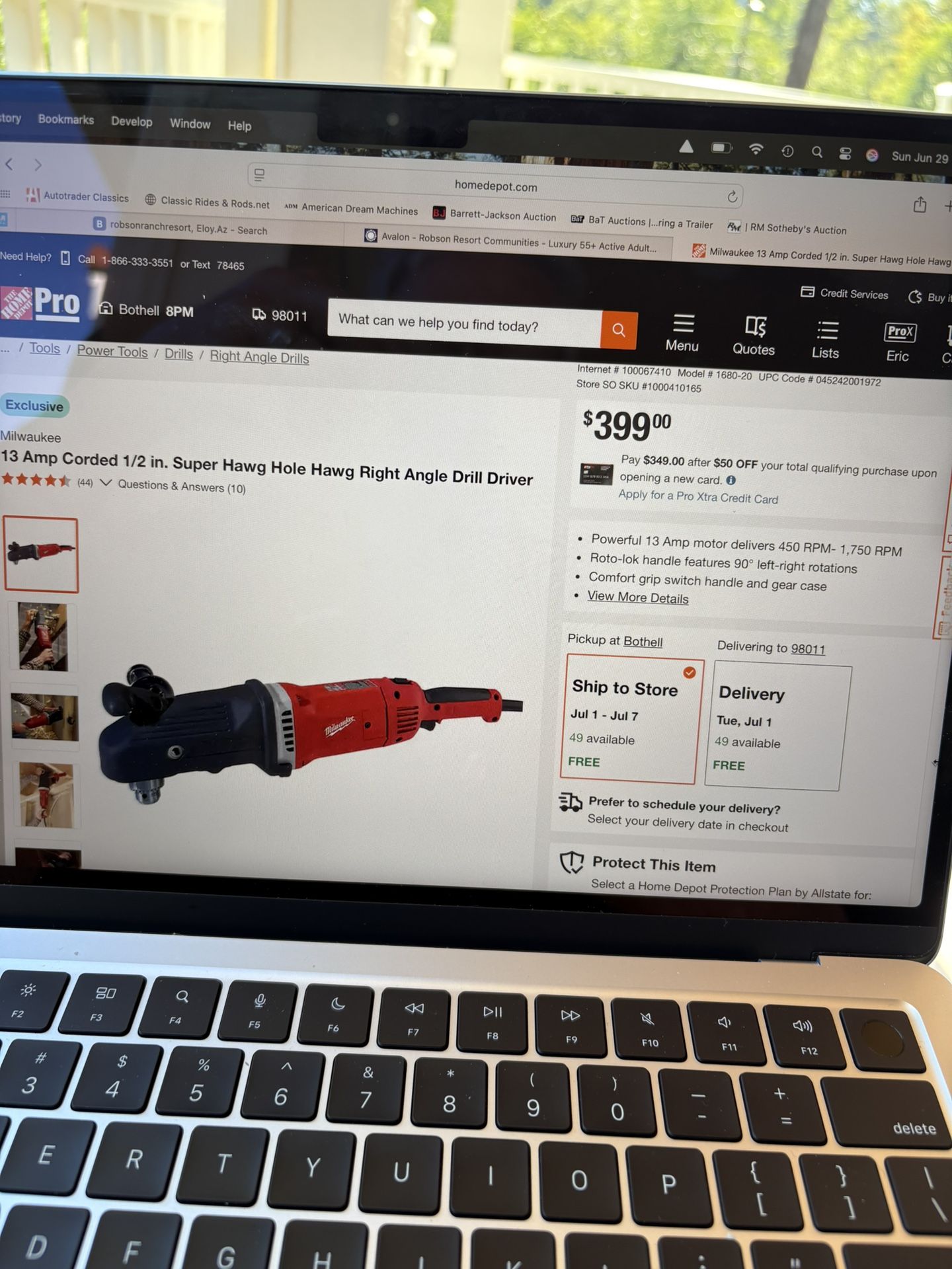Milwaukee 1/2” Super Hawg Right Angle Drill