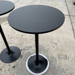 Set Of Modern Black Round Tables.