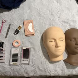 Eyelash Extension Kit w/ 2 Mannequin Heads – Full Beginner Lash Set