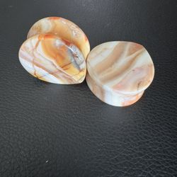 1 1/4” Banded Agate Stone Plugs Worn Once 