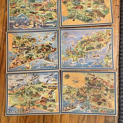 Vintage Illustrated Cuba Provincial Map Set (6) – Mid-Century Travel Art by R. Lillo – Pinar del Río, Habana, Las Villas, Matanzas, Camagüey, Oriente 