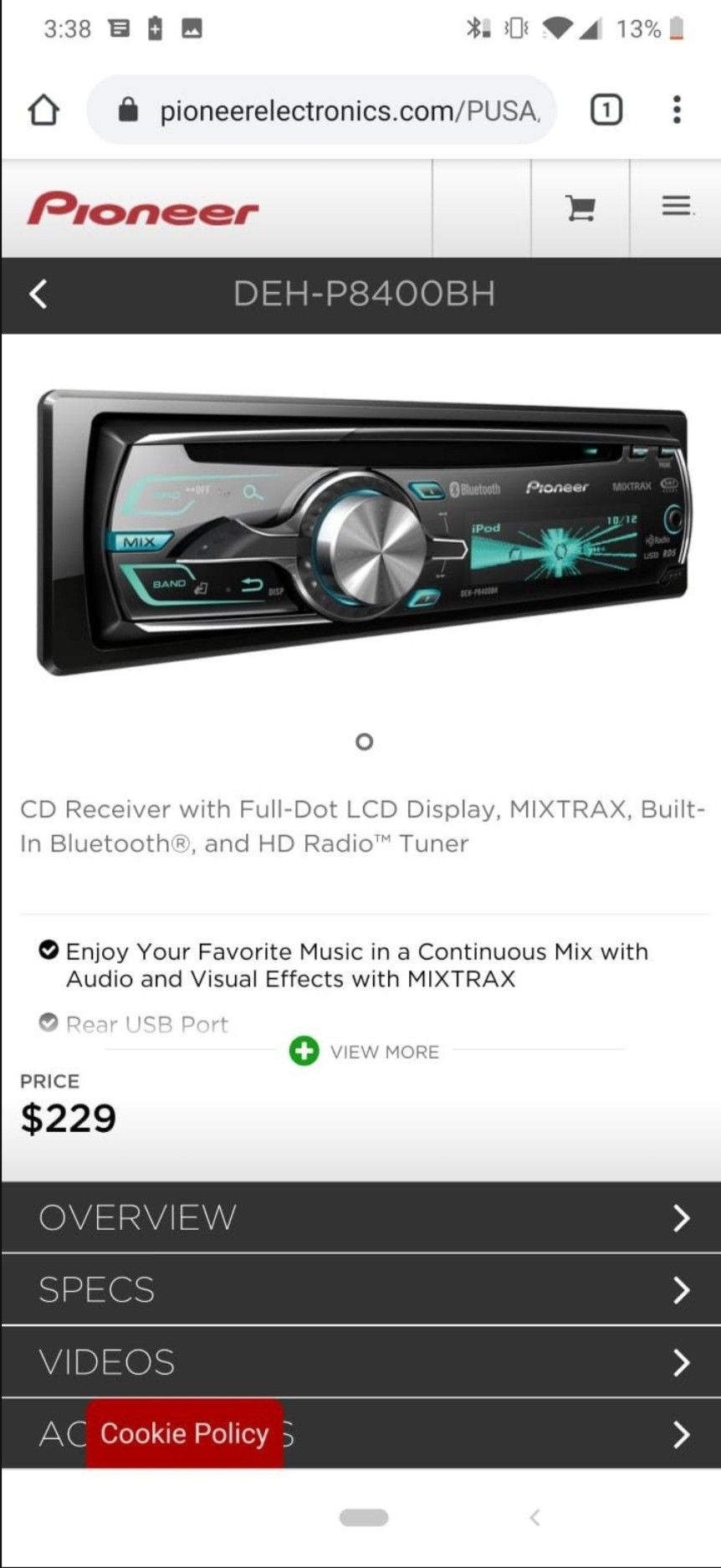 Pioneer Car Audio Receiver