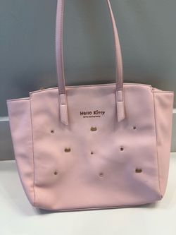 Hello Kitty 50th Anniversary Pink Tote Bag, Zip Closure, Lined, Pockets