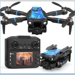 Drone with 4K Camera for Adults Drone with Screen on Controller Brushless Motor Optical Flow Positioning Headless Mode One Key Takeoff/Landing RC Quad