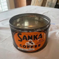 Antique Sanka Coffee Can 97% Caffeine-Free