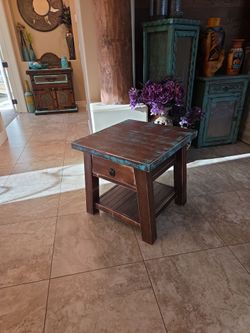 Rustic southwest style side table.