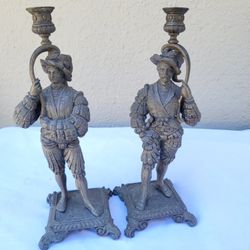 13 x 5 PAIRS 18TH CENTURY FRENCH STYLE CAST IRON CANDLE HOLDERS