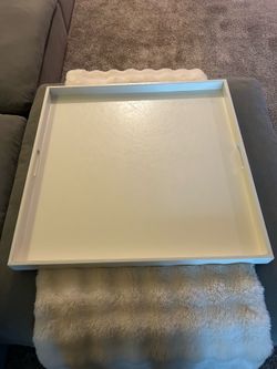 XL white leather decorative tray