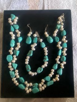 Turquoise Necklace Earring and Bracelet set