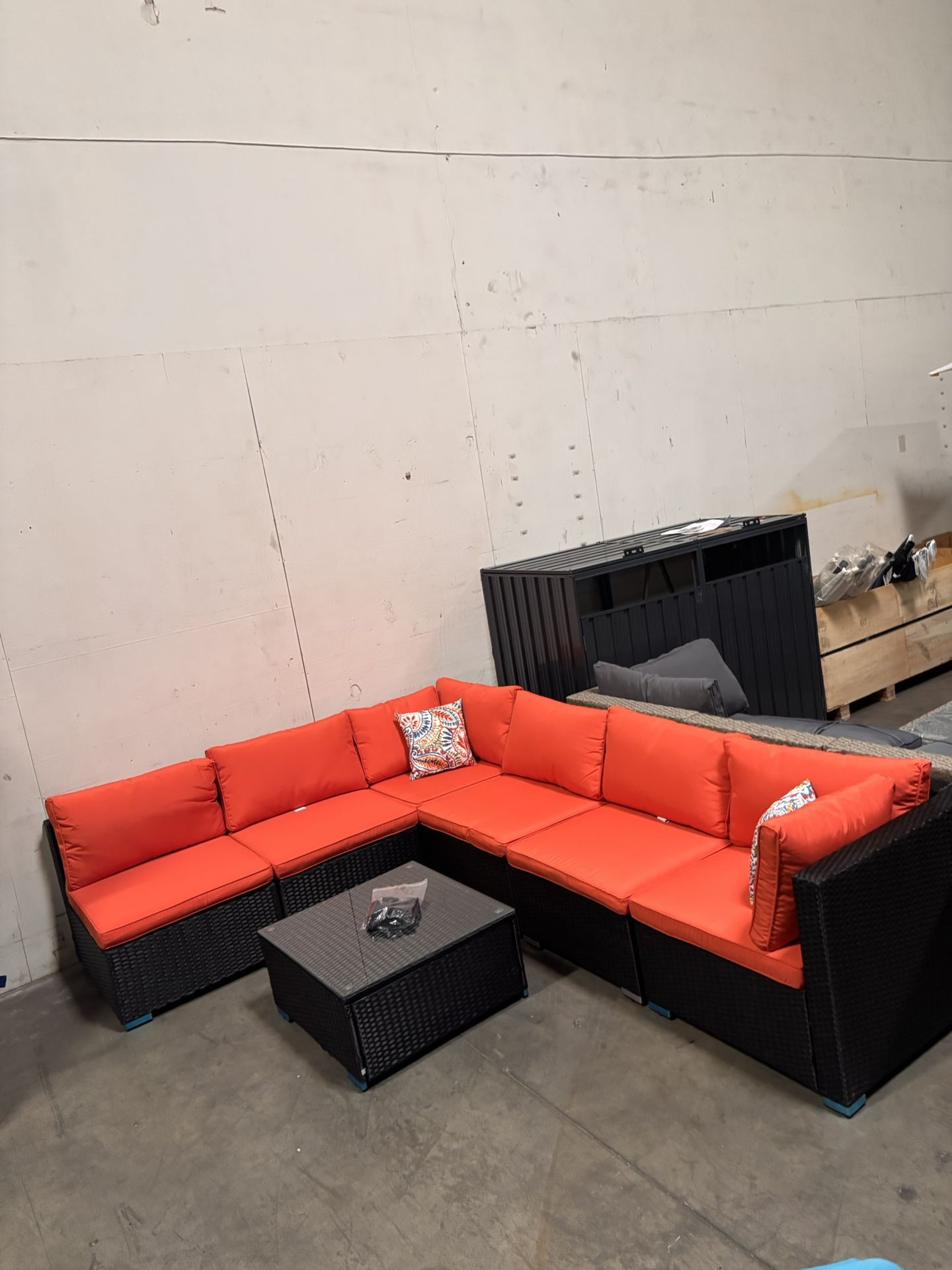 No Assemble Require!!! New 7 Pieces Wicker Outdoor Patio Furniture set Sectional Sofa Set ottoman table 