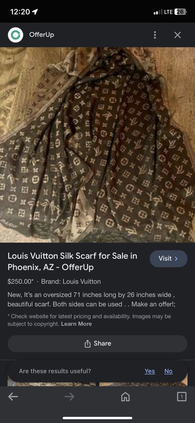 Silk Louis Vuitton Scarf 