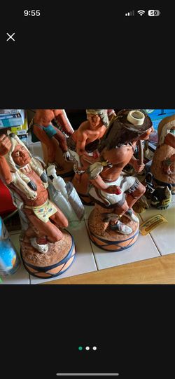 Negotiable, 6-7. Native American 12” Empty Alcohol Collectors Decanters