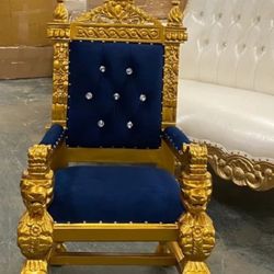 Royal Blue Kids Throne Chair 