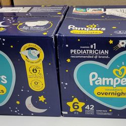 Pampers Swaddlers Overnights Diapers Size 6, 42 count - Disposable Diapers

 (lot of 2 boxes)