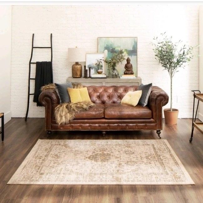 ⚡R66#22 $95 Threshold 5ft x 7ft Vintage Tufted Parksley Distressed Tan Area Rug