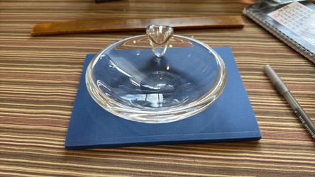 Signed vintage Steuben crystal sloping bowl