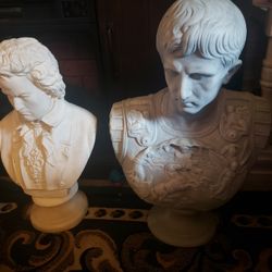 2 bust statues one of Beethoven size 21in and caesar bust statue 24in. caesar bust does have crack.  Make Offer