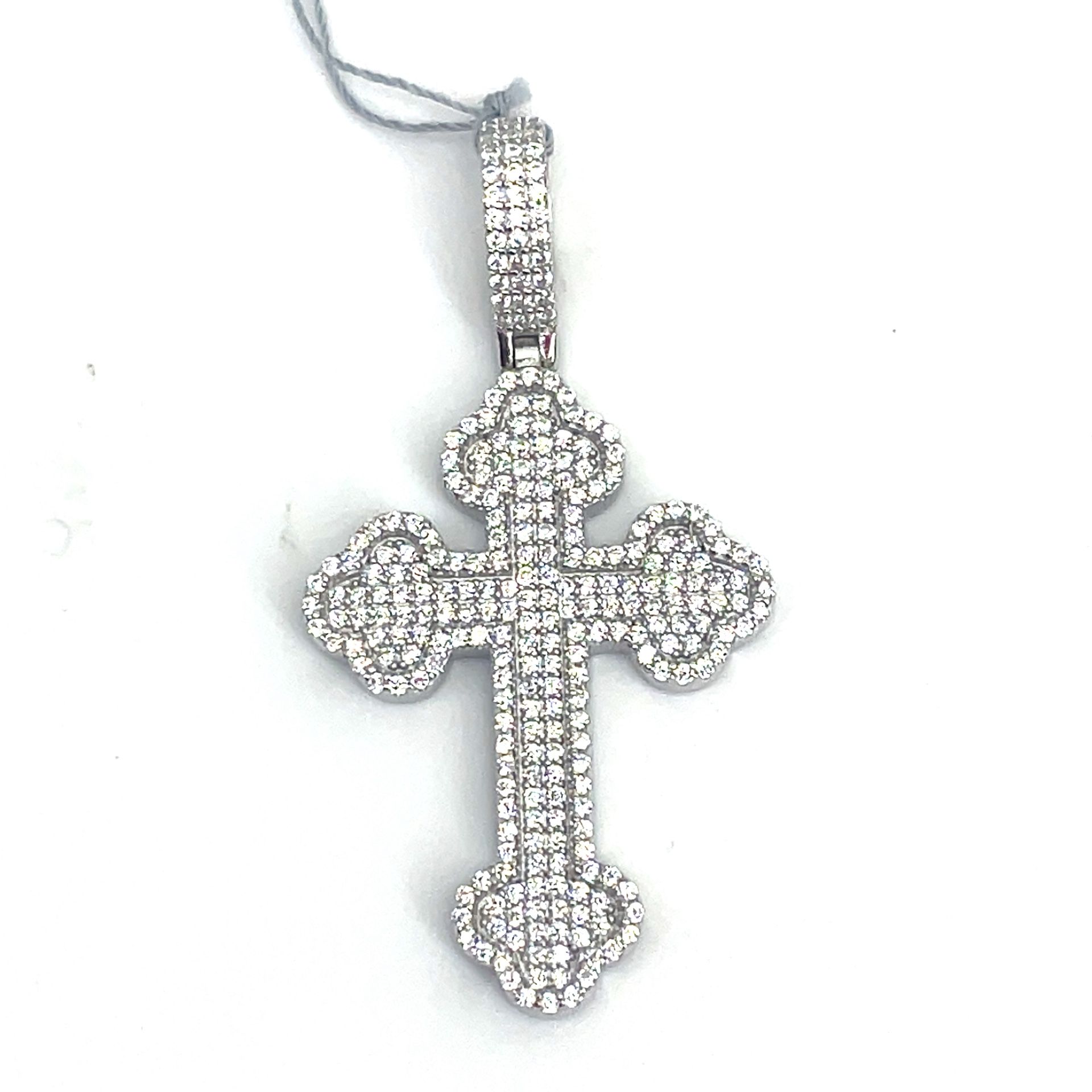 925 Sterling Silver CZ Floral Cross Pendant 6.90g 200755/4