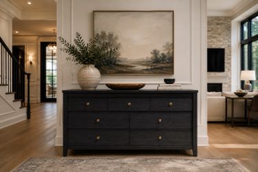 7 Drawer Dresser for Bedroom, 47" Farmhouse Wood Chest of Drawers with Accent Beveled Panels