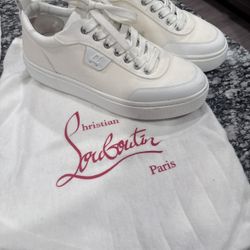Christian Louboutin Women's White and Cream Trainers size 8