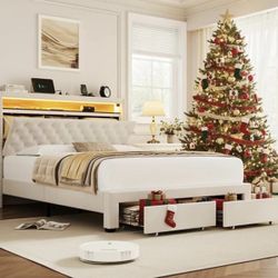 New Full Size And Queen, Size Storage Led Bed With Mattress And Free Delivery