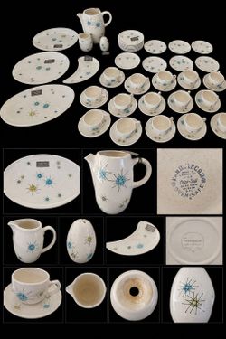 Vintage Franciscan Starburst Atomic Mid-Century Modern Dinnerware Set – 51 Pieces – Made in USA