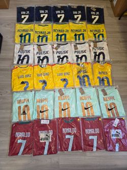 Soccer Jersey Lot – Ronaldo Mbappe Neymar and More World Cup Soccer Jerseys