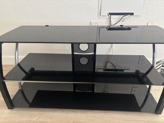 Black Glass 3-Tier TV Stand