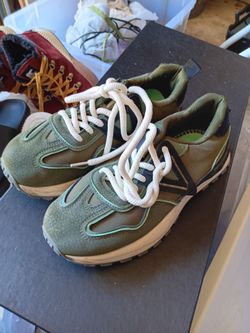 Green Suede Low-Top Trail Sneakers