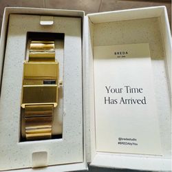 BRAND NEW BREDA Pulse Gold Watch (1745A) – Never Worn w/ Box & Papers