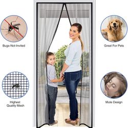 Magnetic Screen Door, Mosquito Net, Keep Bugs Out, Let Cool Breeze in - Self Sealing Magnets - (36 in. Wx 83 in.H)