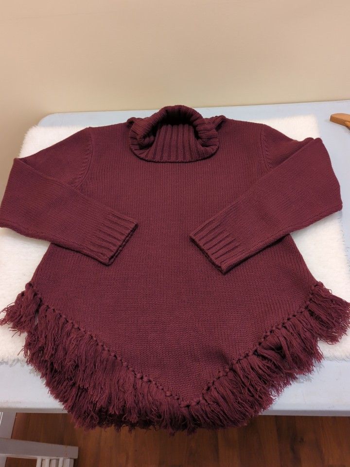 Susan Graver Women's Medium Deep Plum Poncho Sweater