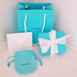 Authentic Tiffany & Co Gift Bag (small), Box, Pouch, Card & Ribbon