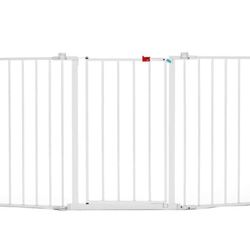 Puerta de bebé de 76 pulgadas súper ancha y configurable, 3 paneles, incluye soportes de pared y herrajes