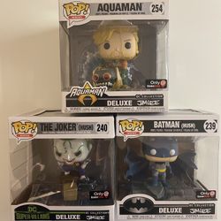 DELUXE Funko Pop Comic Book Lot 4 POPs!  Batman Joker Hush Aquaman Ghostbusters 