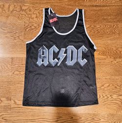 AC/DC Highway Lightning Men's Mesh Jersey Tank Top Black Silver Size M NWT