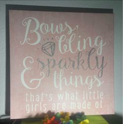 Bows, Bling and Sparkly Things Wall Art (15x15”)
