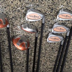 TaylorMade Burner LCG RH 3-9 Iron Set with hybrid 21, 3 , 5 woods , 10.5 Driver Bubble shaft R-80 Right Handed and Roho 3 putter 
