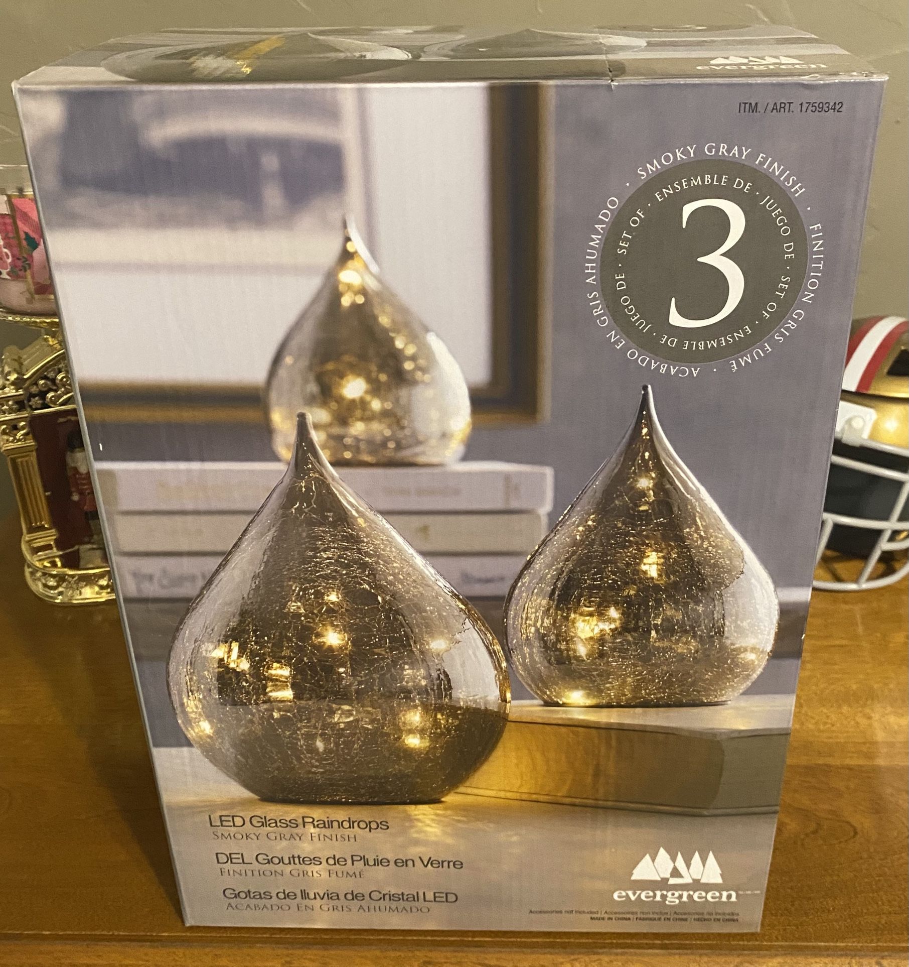 3-PIECE LED GLASS RAINDROPS SET