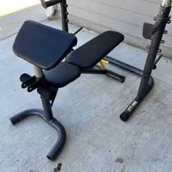 Gold’s Gym Adjustable Bench (XRS 20-Style) + 185 lb Weights + 2 Bars